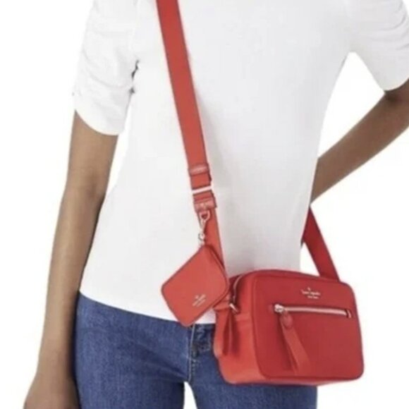 Kate Spade New Chelsea Camera Coin Dust Bag Crossbody Red Shoulder Bag - Picture 2 of 16